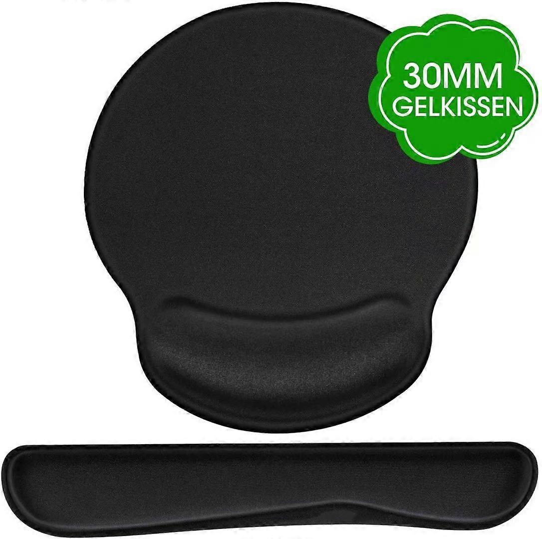 Mouse pad, ergonomic wrist rest set, wrist support for keyboard and mouse with memory foam, non-slip