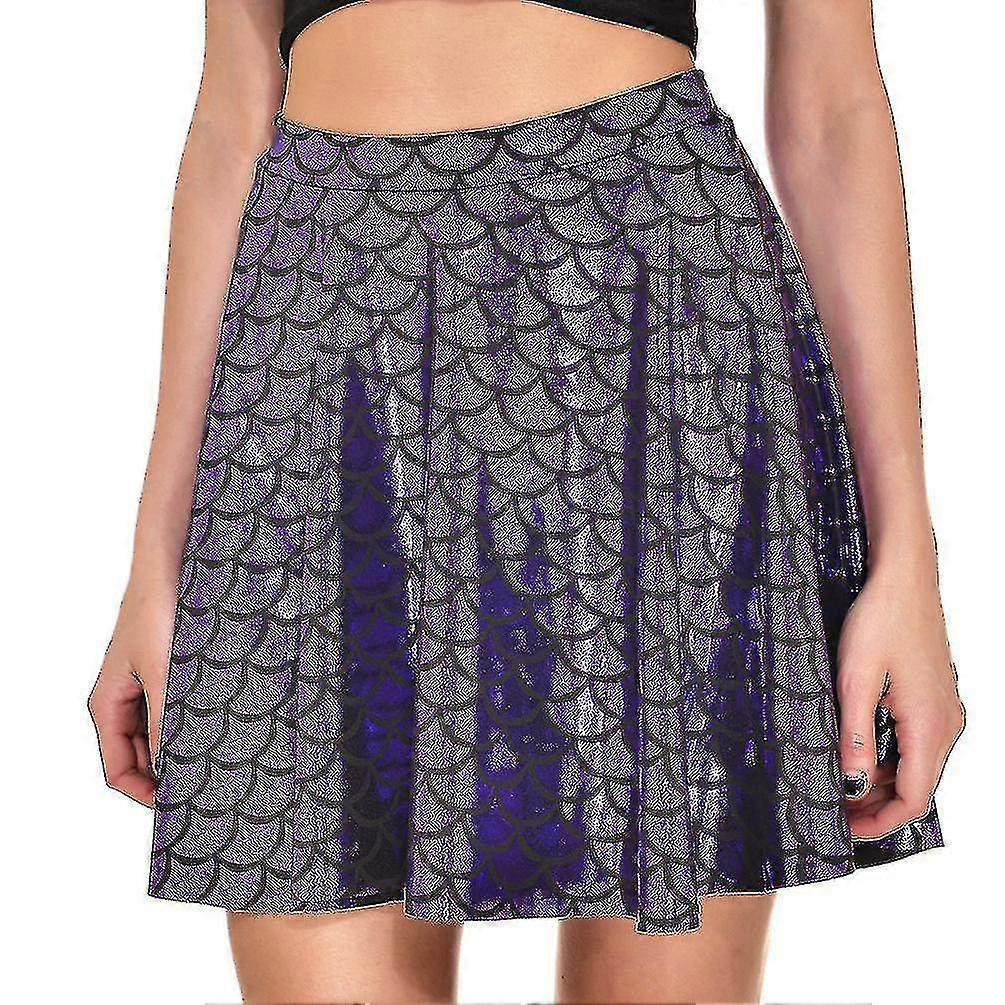 Jupes de sirène Sparkly Flared Mini jupe plissée violette
