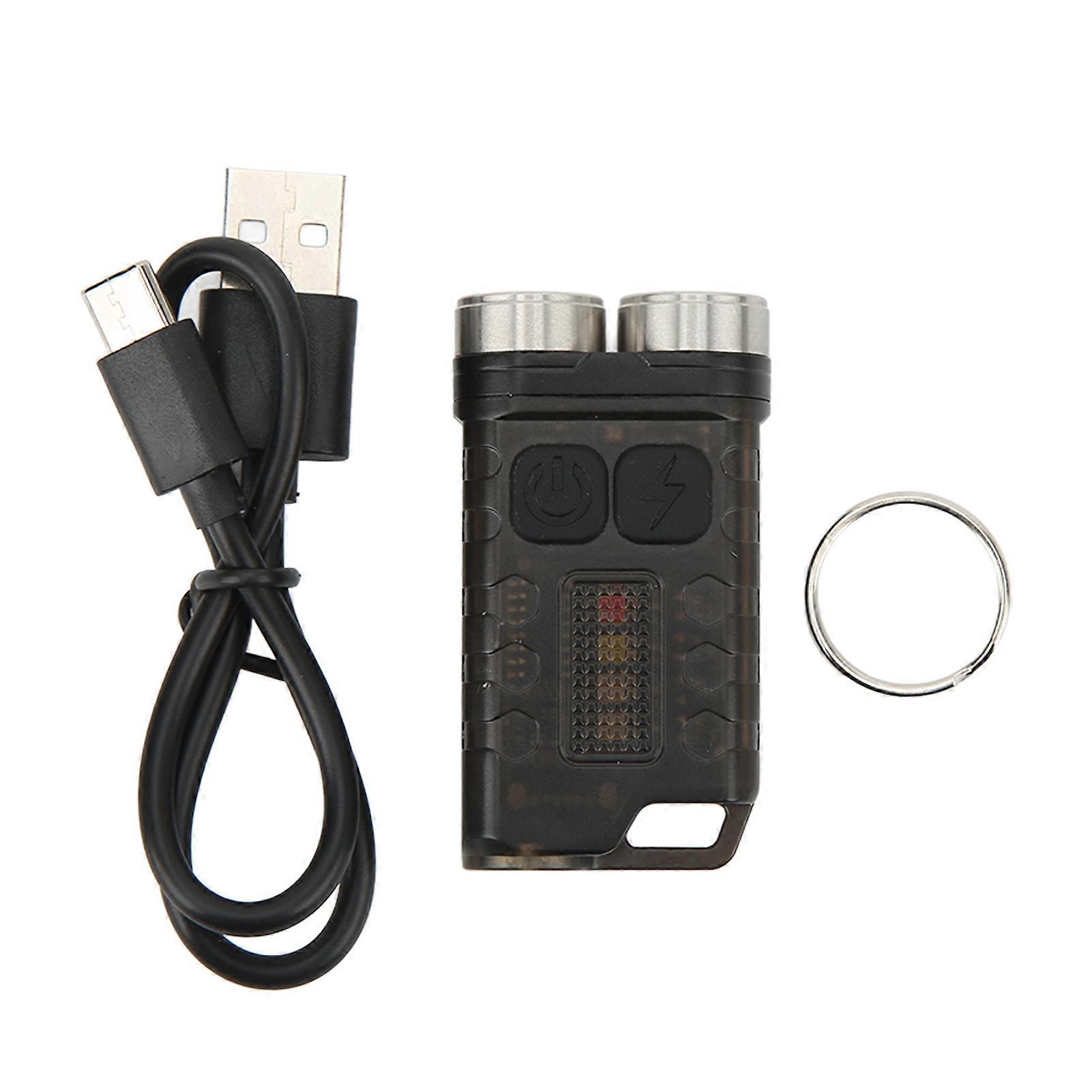 Mini Keychain Flashlight Portable 900LM USB Charging Small Flashlight for Outdoor Camping Black