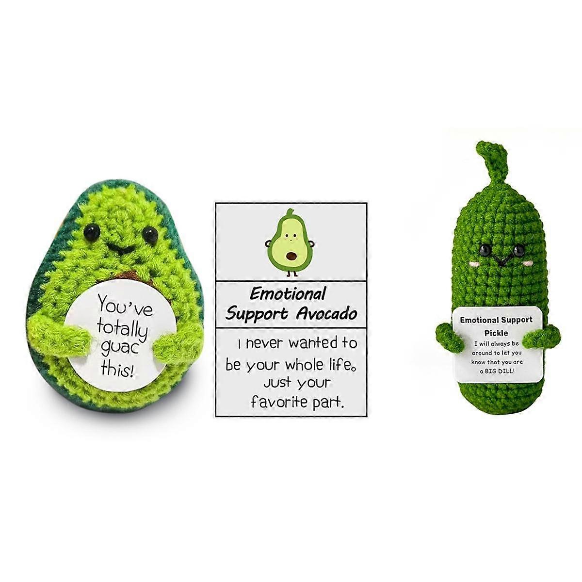 Mini Funny Positive Potato Cucumber, Handmade Emotional Support Crochet Potatoes Knitted Wool Doll for Cheer Up Gifts