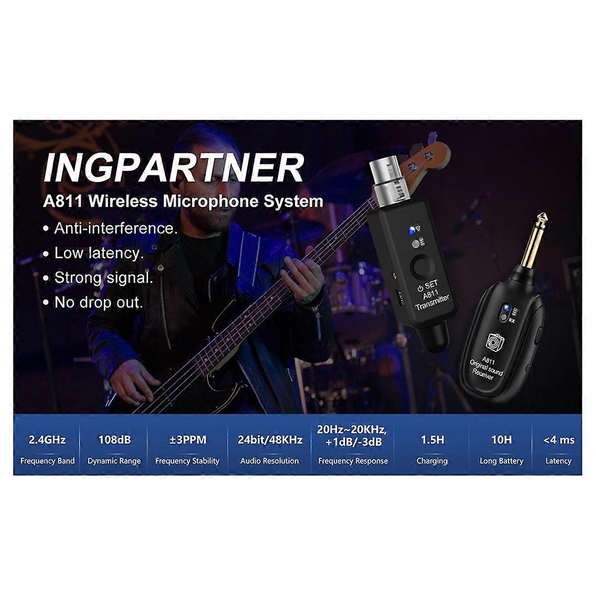 Wireless Transmission System 2.4G Dynamic 48V Condenser Mic Wired to Wireless XLR Microphone