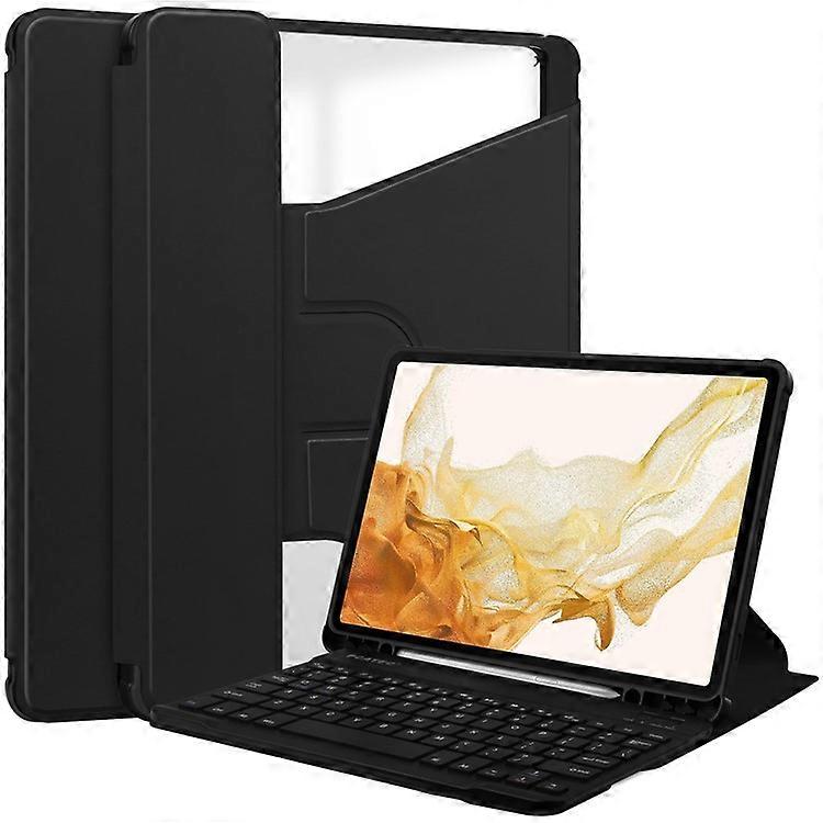 متوافق مع Samsung Galaxy Tab S10 + Case 360 ° حامل دوار من جلد PU + غطاء لوحي أكريليك (مع لوحة مفاتيح)