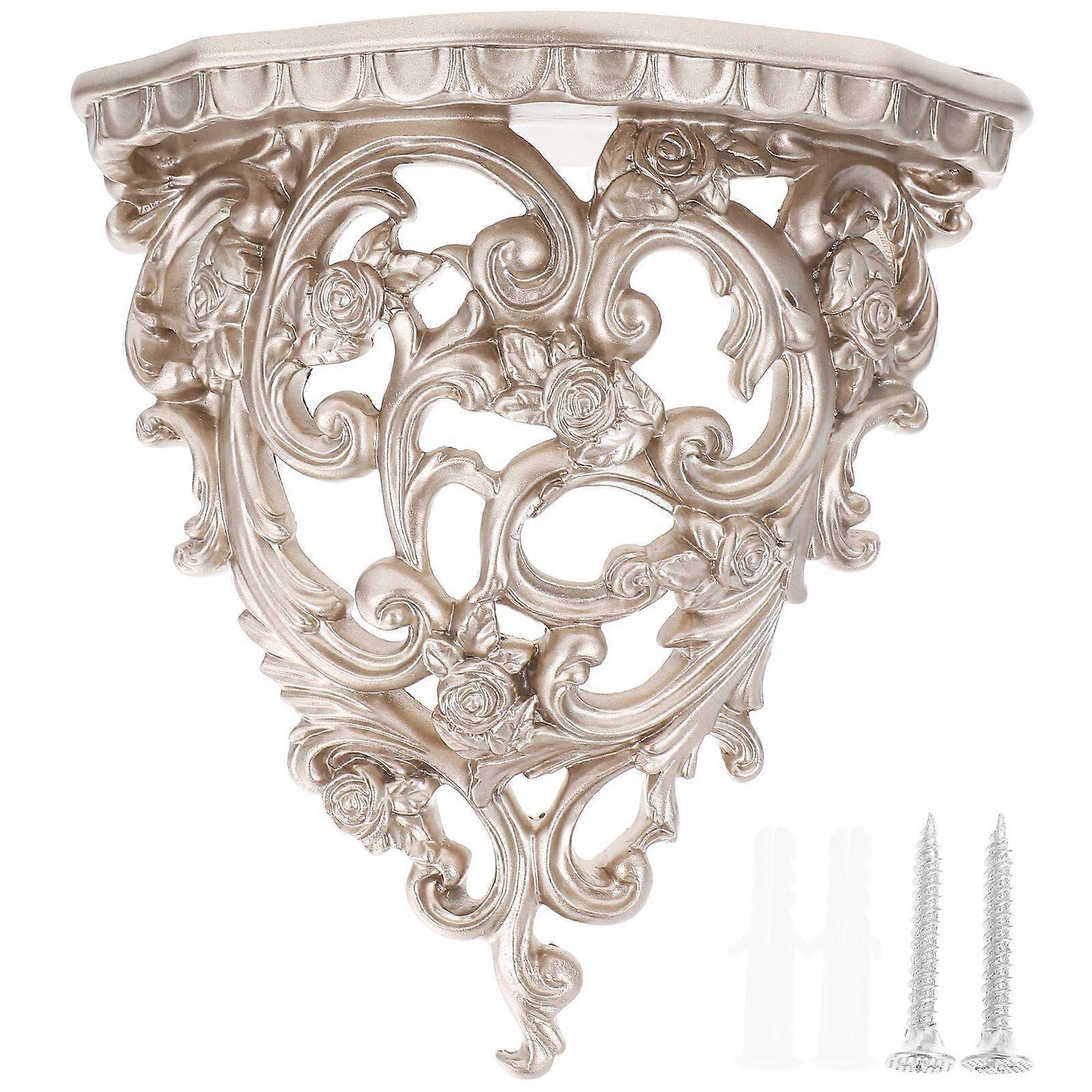 1pc European-style Hollow Carving Wall Decoration Flower Shelf (Champagne Gold)