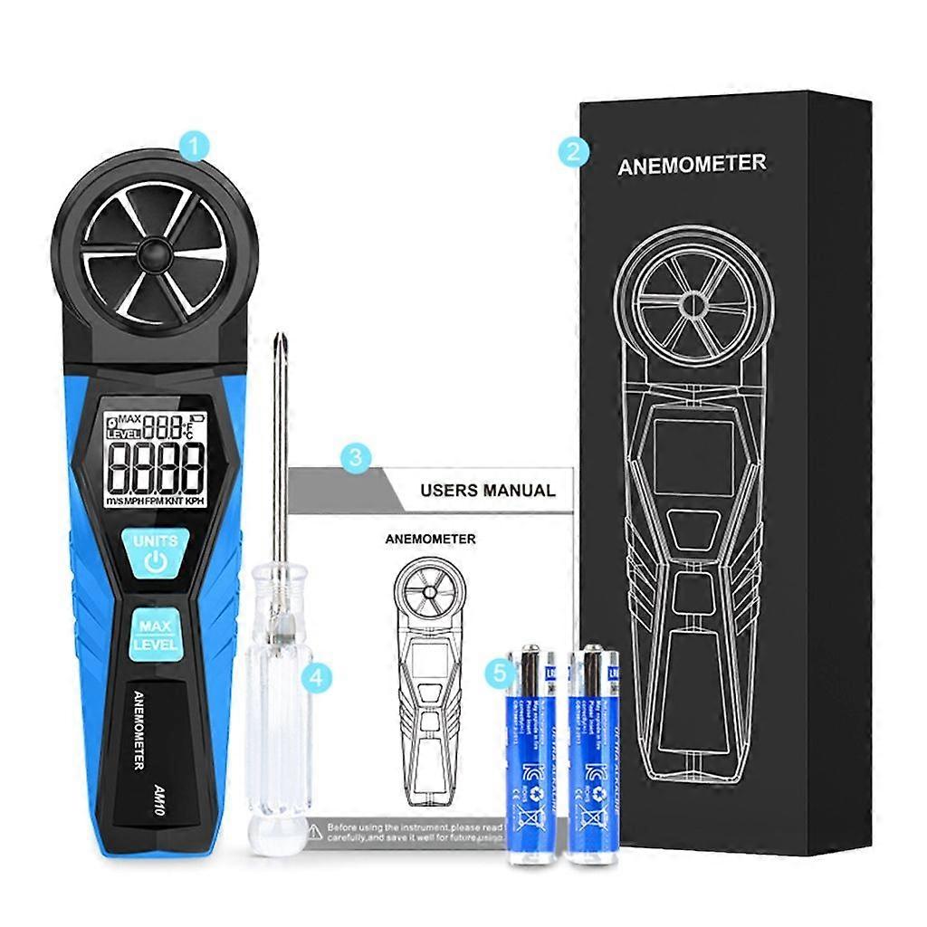 Digital Anemometer Handheld Wind Speed Meter Measuring Wind Speed Temperature
