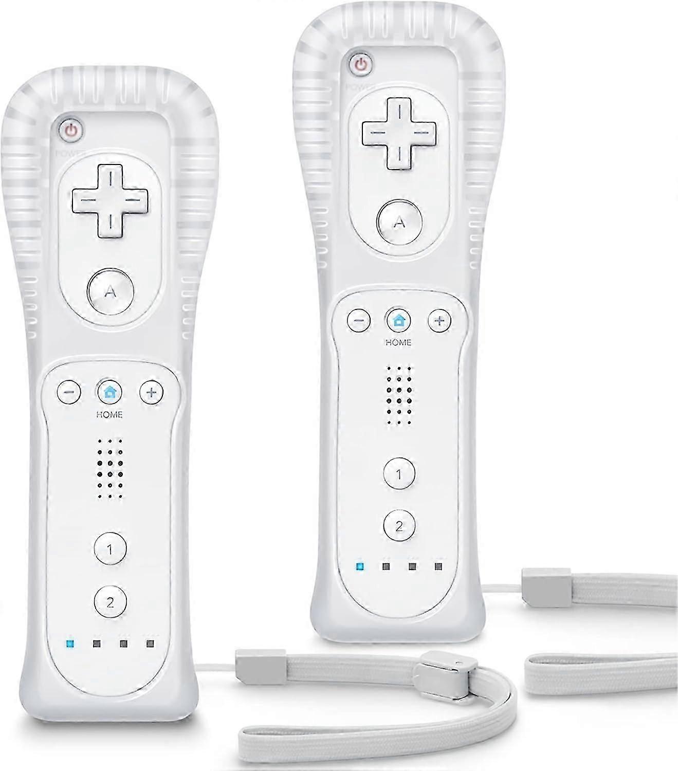 Replacement Wii Controller 2 Pack, Wii Remote Controller, with Silicone Case and Wrist Strap, Remote Controller for Wii/Wii U, White-Good