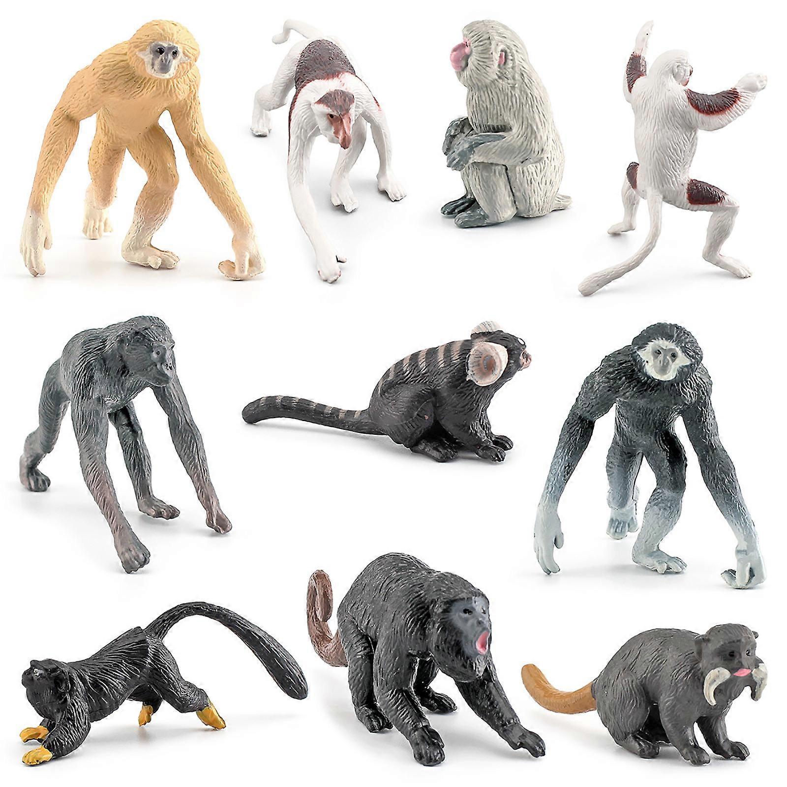 Children's Simulation Zoo Mini Gibbon Lemur Gibbon Desktop Ornament Model 10PCS(Toy Playsets)