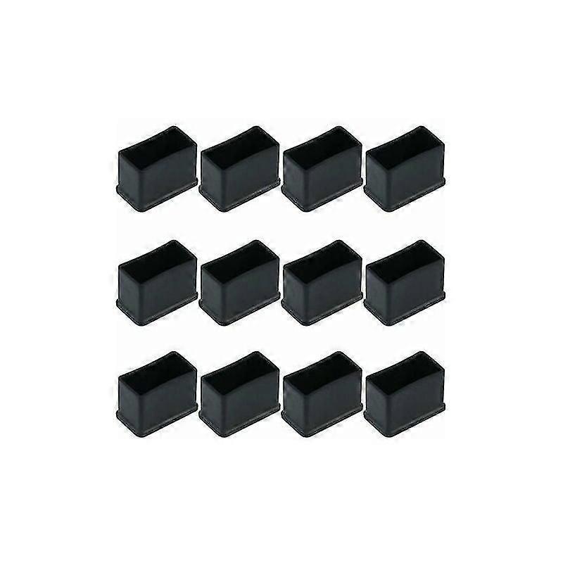 12 Pack Rectangular Rubber Felt End Caps For Table Or Chair Legs Black 15 X 30mm