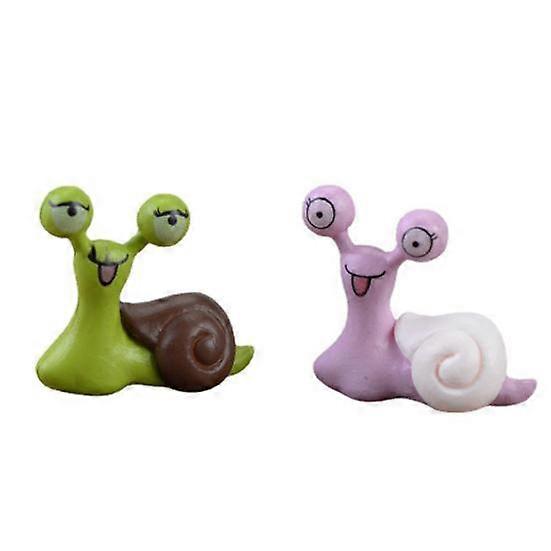 2Pcs/Set Snails Fairy Decor Ornamental Multi-color Funny Expression Home Bonsai Snails Ornaments Succulents