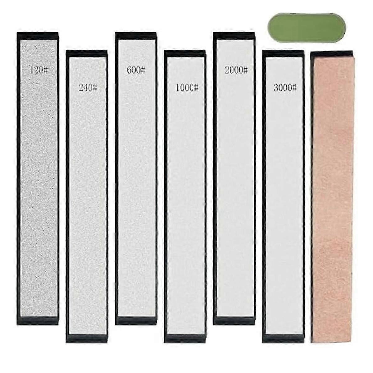 Pierre à aiguiser diamantée, 6 pierre à aiguiser-120/240/600/1000/2000/3000,1 Strop,1 Pâte à polir compatible avec Fix-A