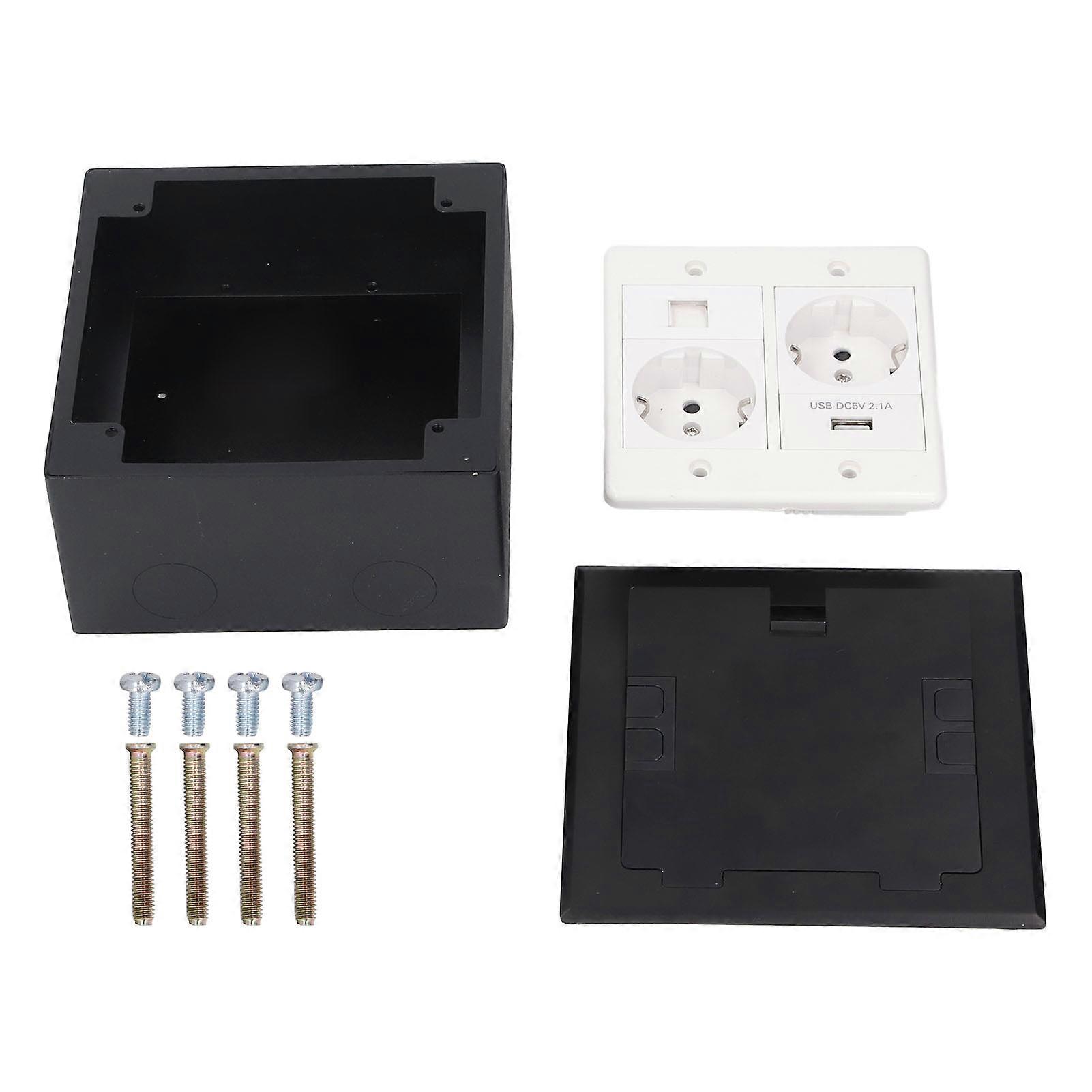 Floor Power Socket Box USB Network 16A 2 Prong Hole Recessed Outlet Box for Office Hotel School