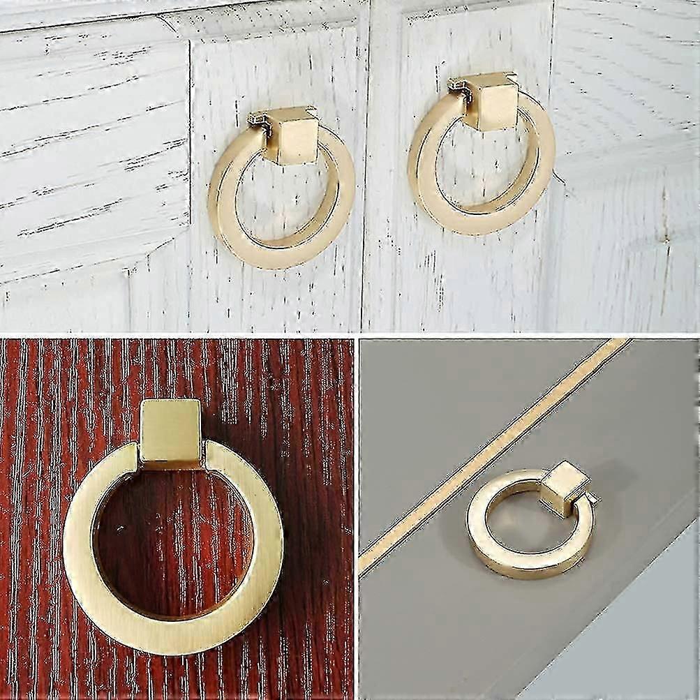 6 Stück gebürstete goldene Schrankringgriffe, Möbelschubladengriffe aus Messing, Hardware-Schrankring, Küchenschubladengriffe