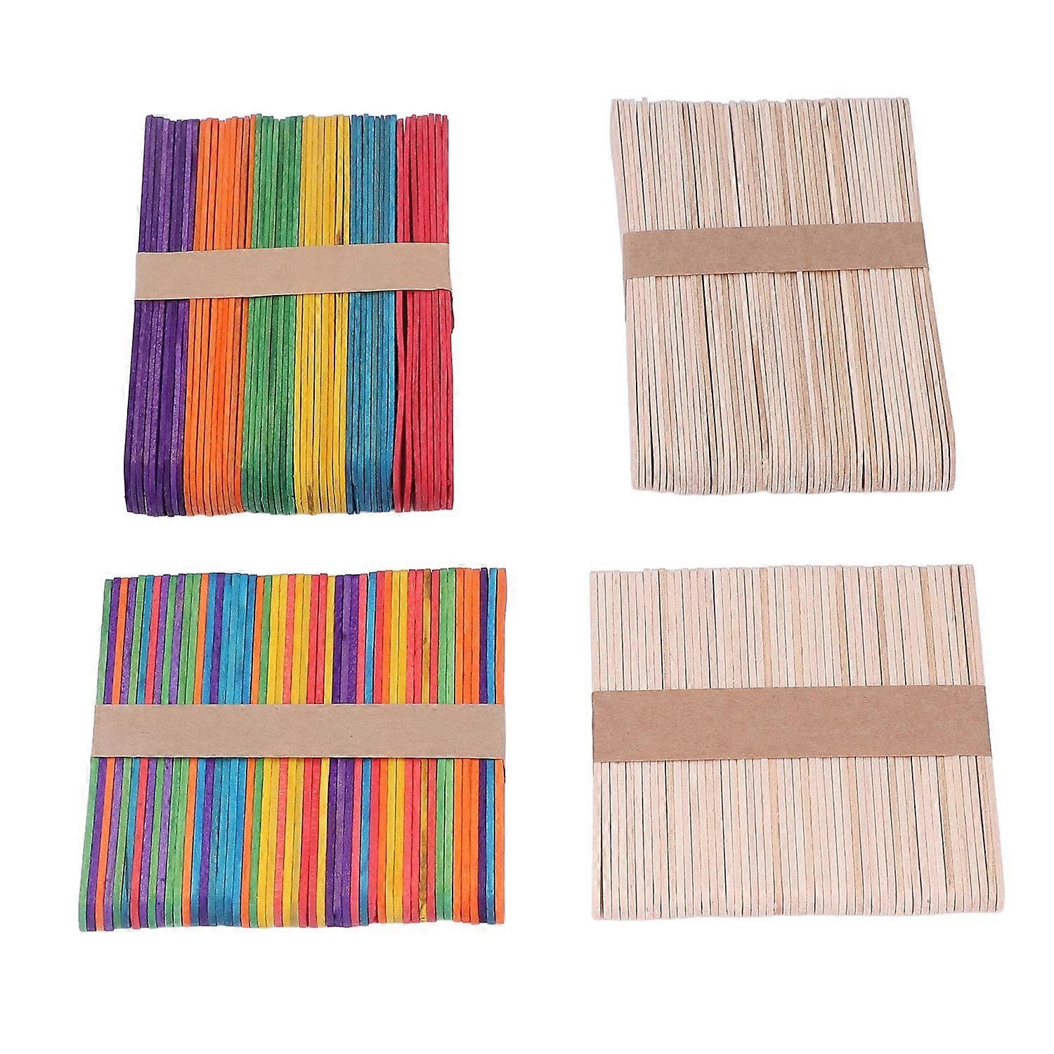 200 Pcs Wooden Ice Cream Sticks Birch Wood Natural Safe Wide Uses Popsicle Sticks for Children for D