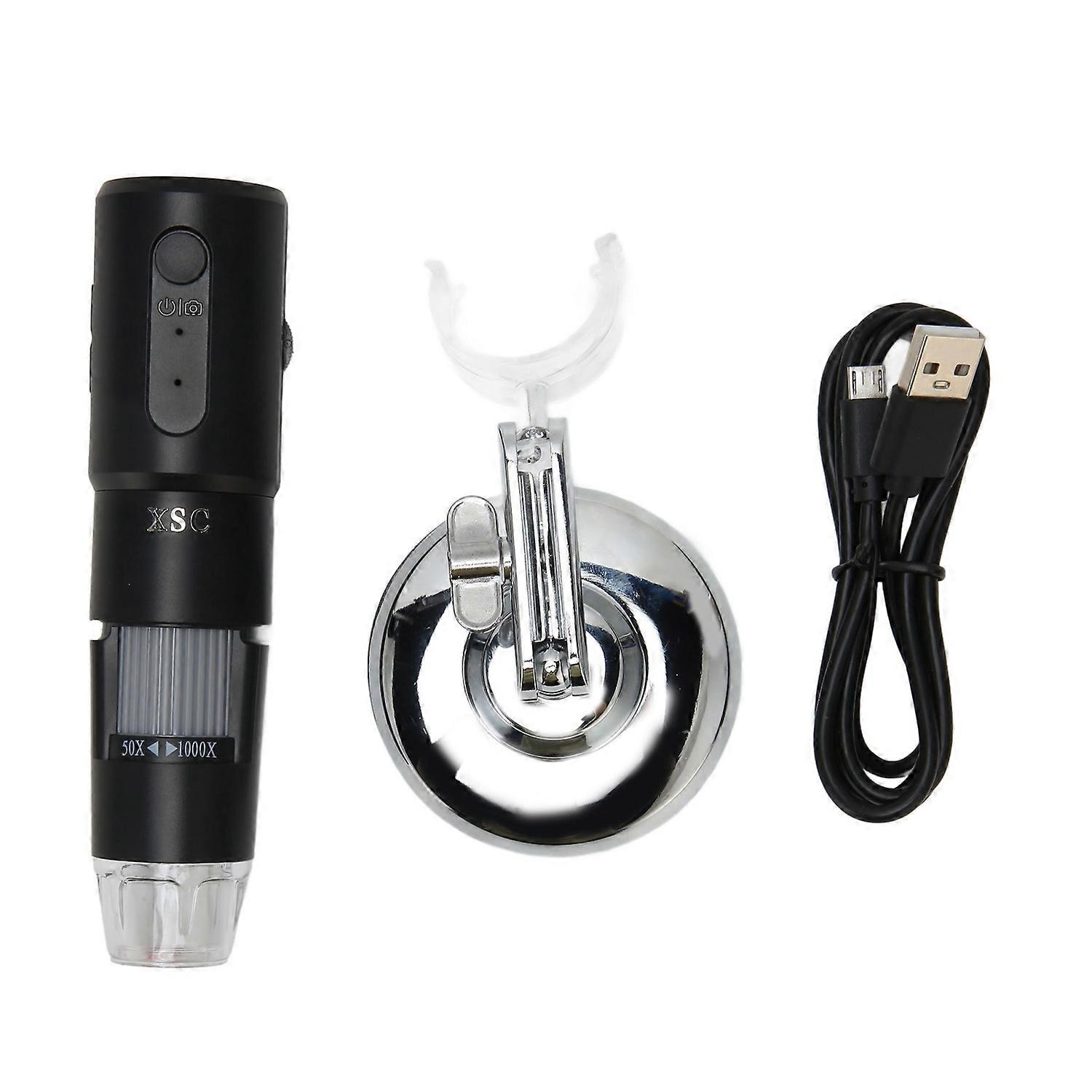 WiFi USB Microscope Camera 50‑1000X Magnification Handheld Digital Microscope with 8 LED Lights for