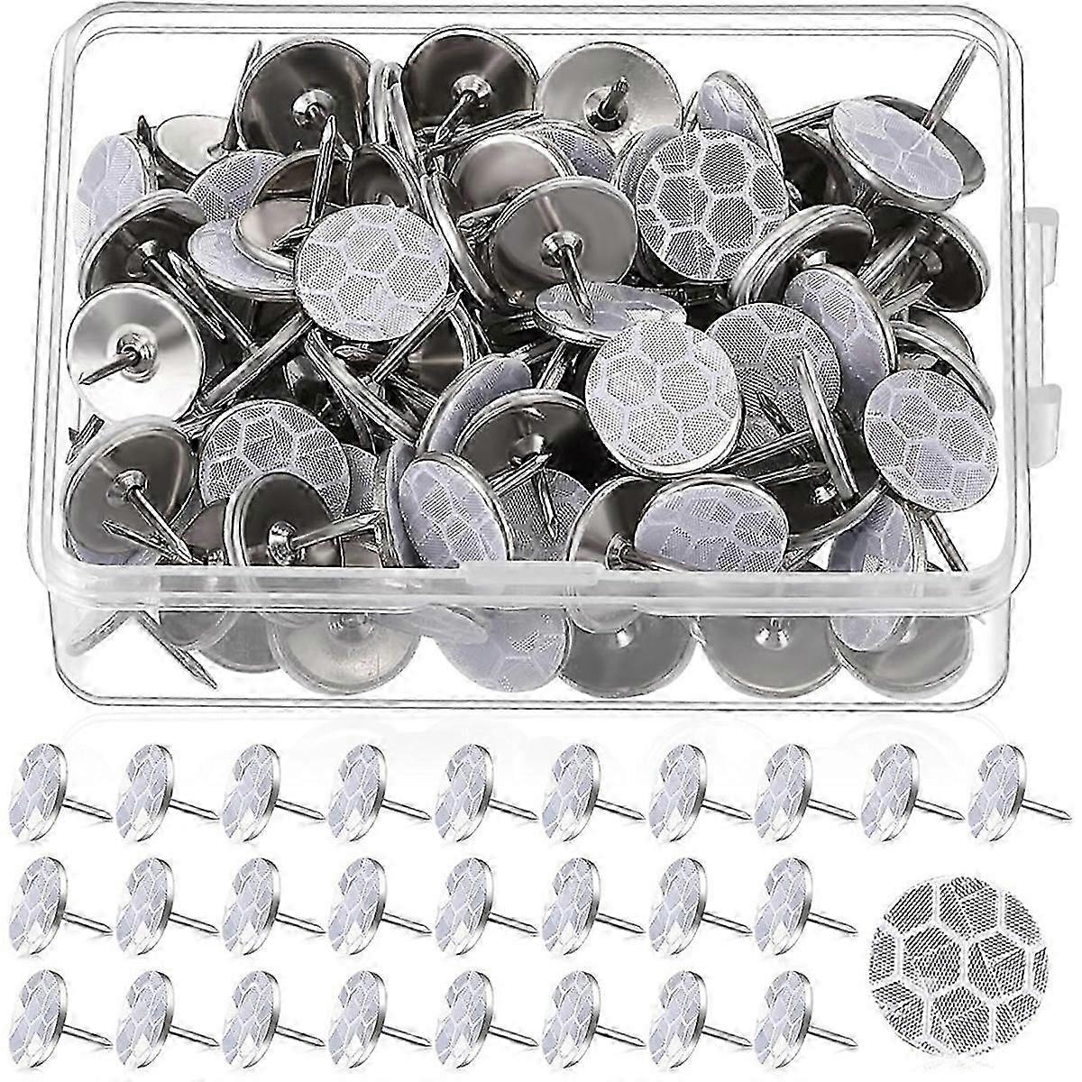100Pcs αντανακλαστικά καρφιά Καρφιά σήμανσης μονοπατιών Αντανακλαστικά καρφιά μονοπατιών Λαμπερά καρφιά Αντανακλαστικό μονοπάτι για κατασκήνωση πεζοπορίας
