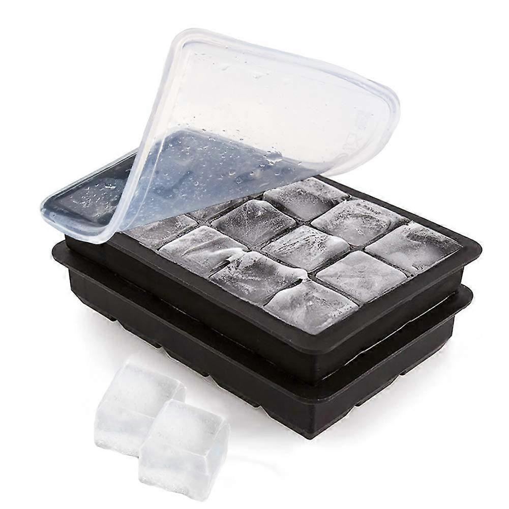 Flexible Ice Cube Trays Stackable Easy-Release 15-Cavity Silicone Ice Tray Sets for Freezing and Chilling Beverages