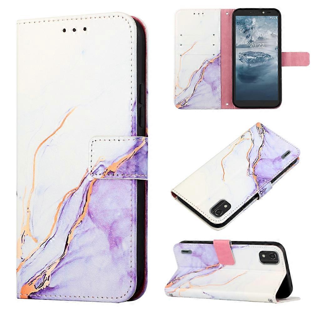 For Nokia C2 2ND Edition PT003 Marble Pattern Flip Leather Phone Case