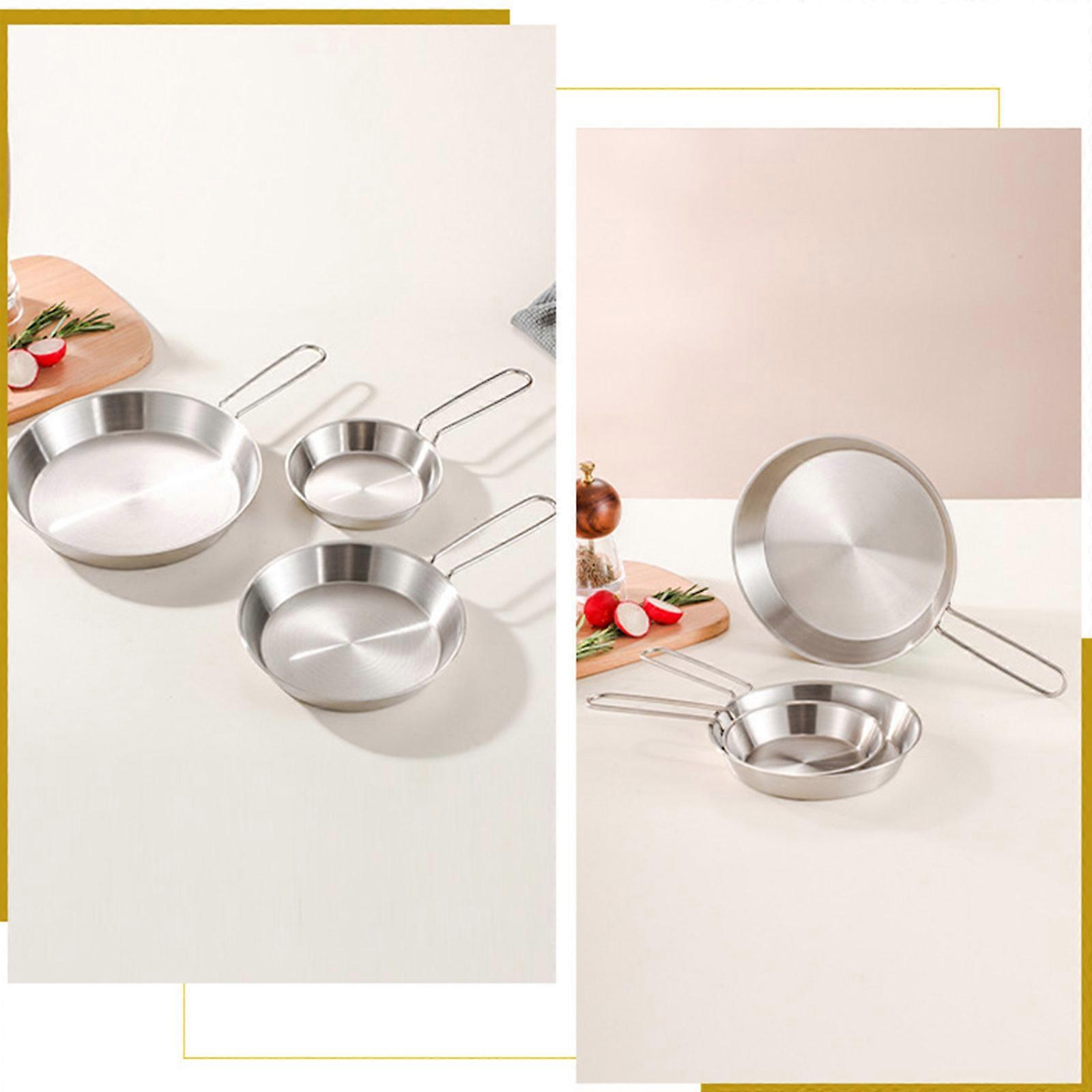 مقالي مريحة من الفولاذ المقاوم للصدأ أحواض غير لاصقة مع مقبض قابل للطي متعددة الوظائف تجهيزات المطبخ المعدنية