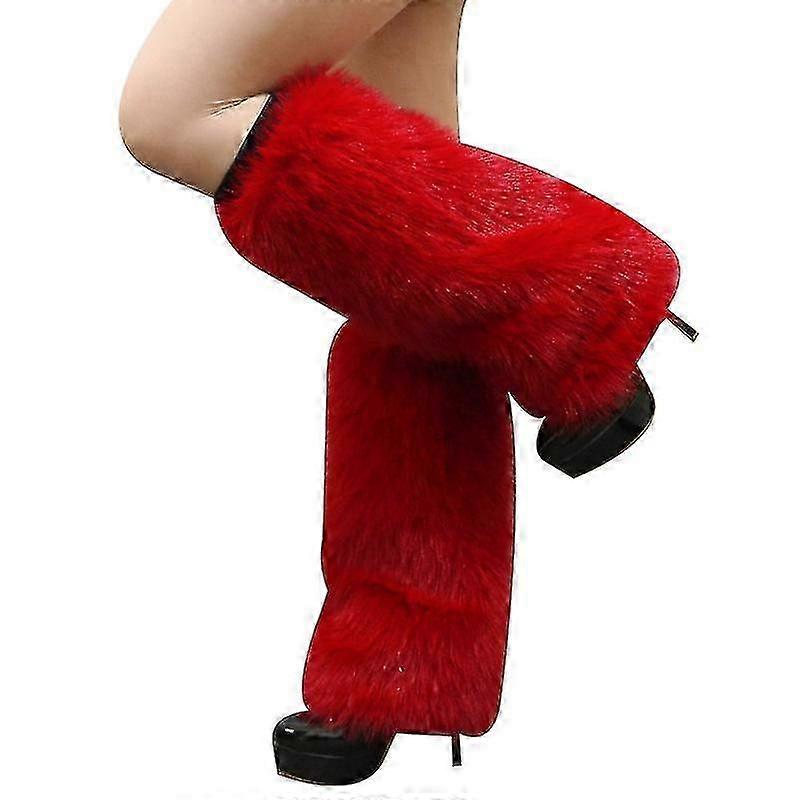 נשים פרווה רגל חם יותר חורף פרוותי ארוך מגף חפתים כיסוי, pcy