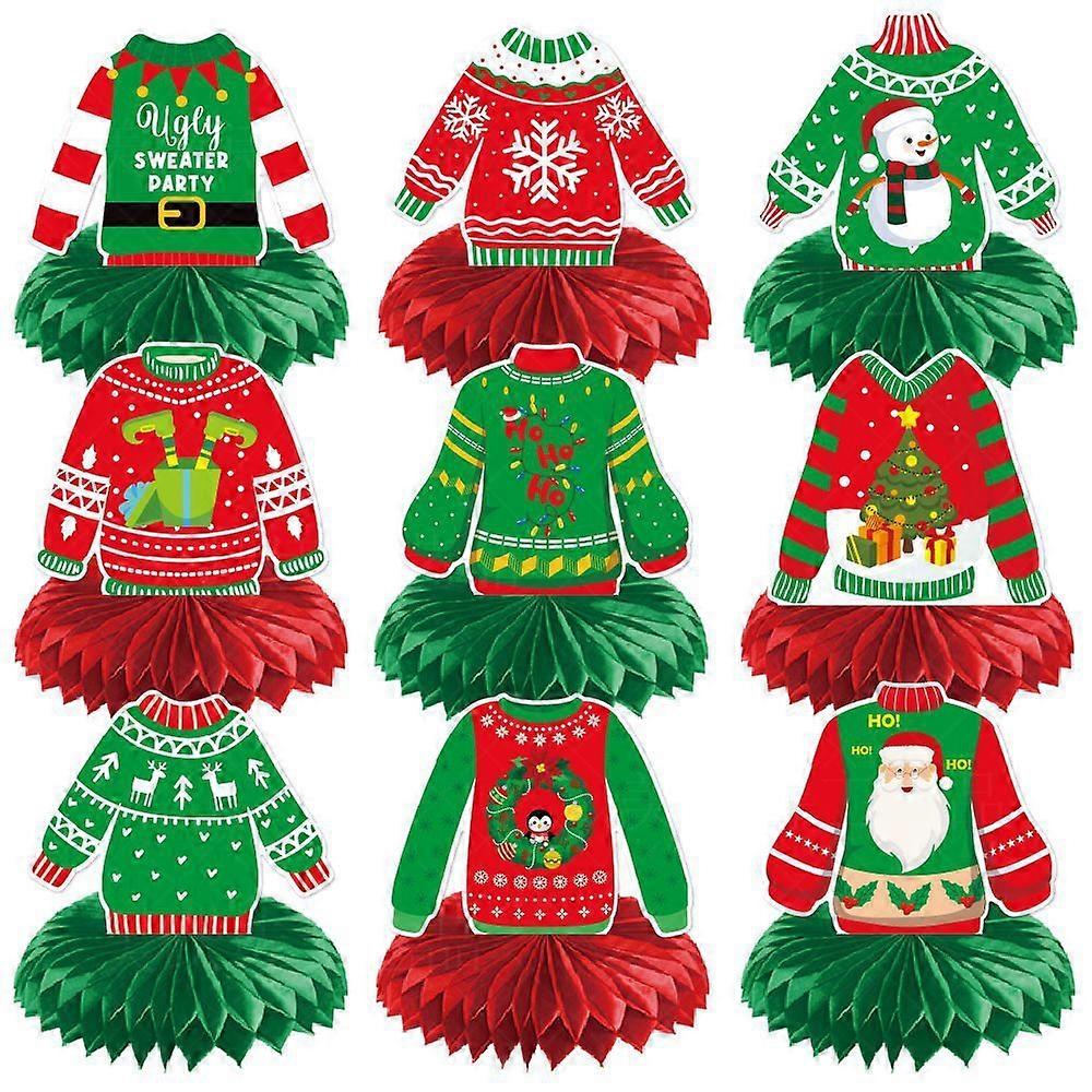 Christmas Decoration Honeycomb Table Centerpieces Noel Happy New Year Party Ugly Sweater Paper Honeycomb Table Oranments