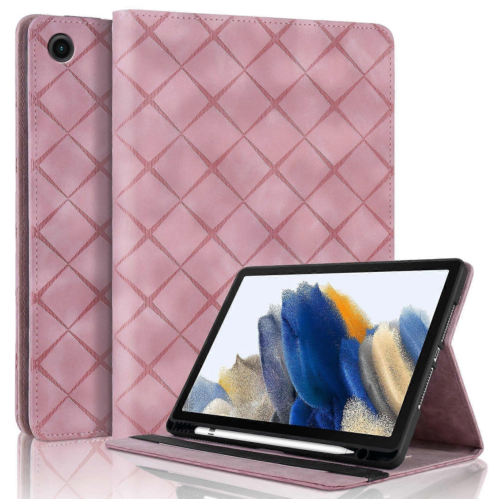Rhombus Embossed Leather Smart Tablet Case