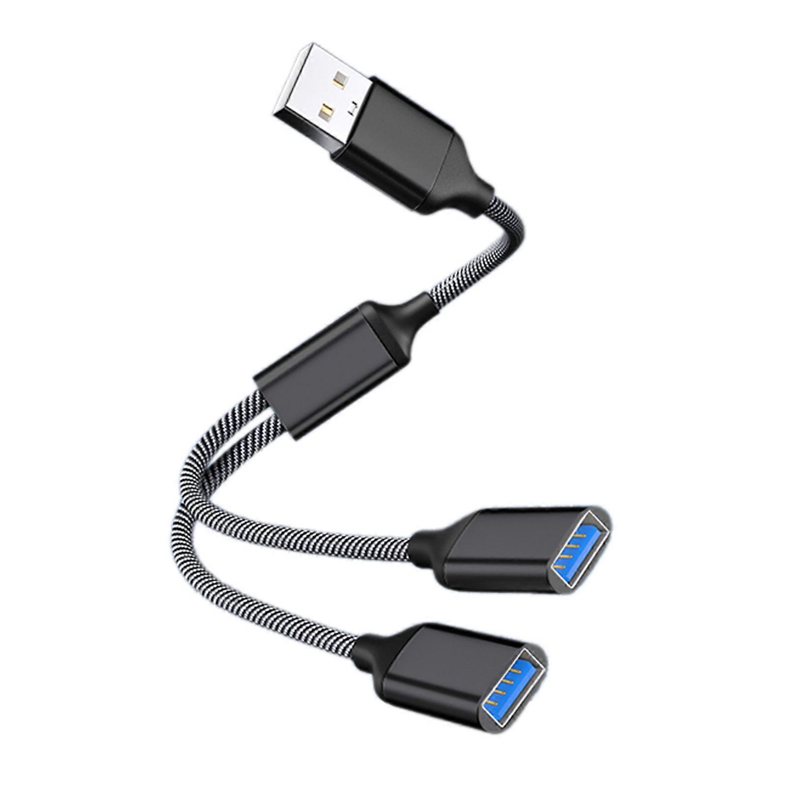 Multiport USB Splitter Cable, USB Power Adapter 1 Male to 2 Female for Charging/Data Transfer 480Mbps Speed Cord  Black
