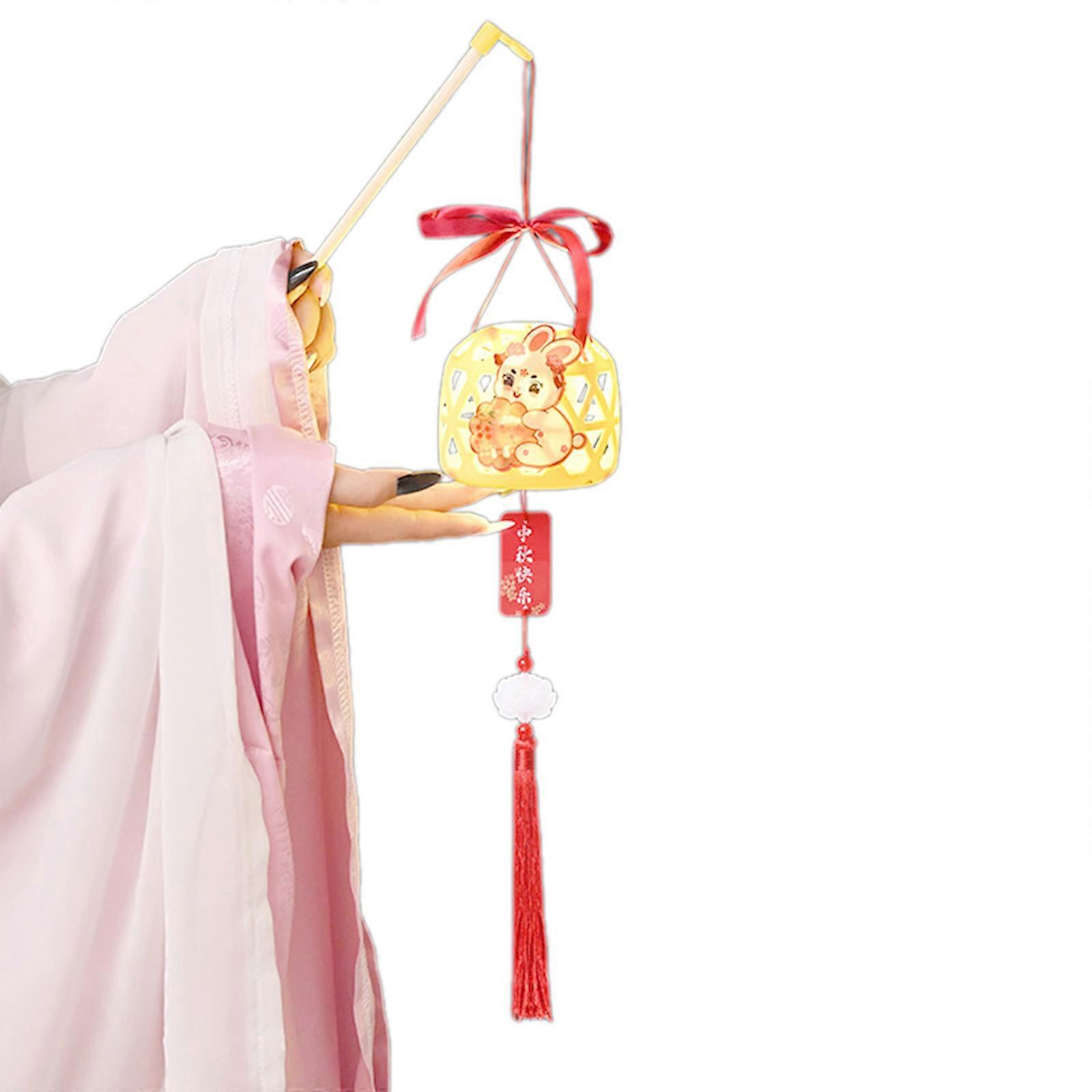 Traditional Chinese Middle Autumn Festival Lanterns Handheld Rabbit Light with Soft Lighting Decorative Scaldfish