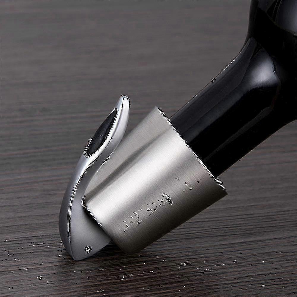 Stainless Steel Wine Stopper with Reusable Rubber Cap, Airtight Seal Saver for Opened Bottles