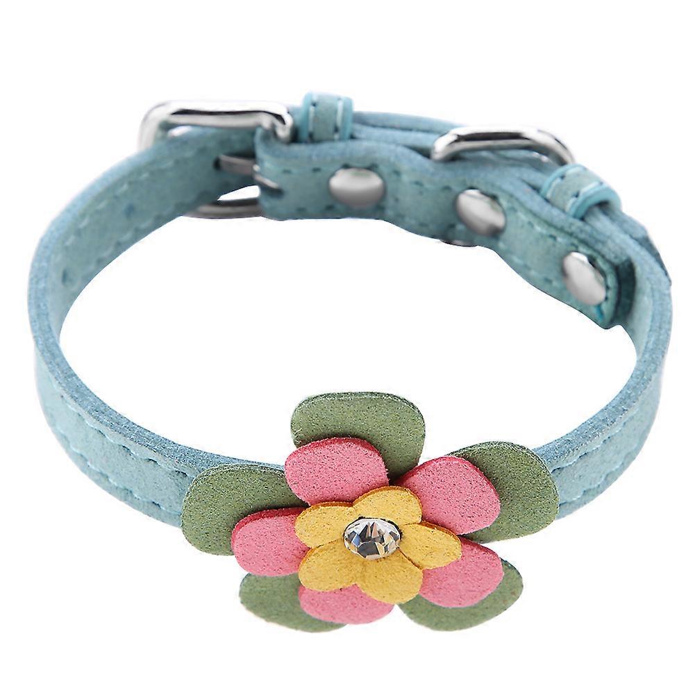 Three-layer Flower Rhinestone Studded Dog Collar Soft PU Pet Necklaces