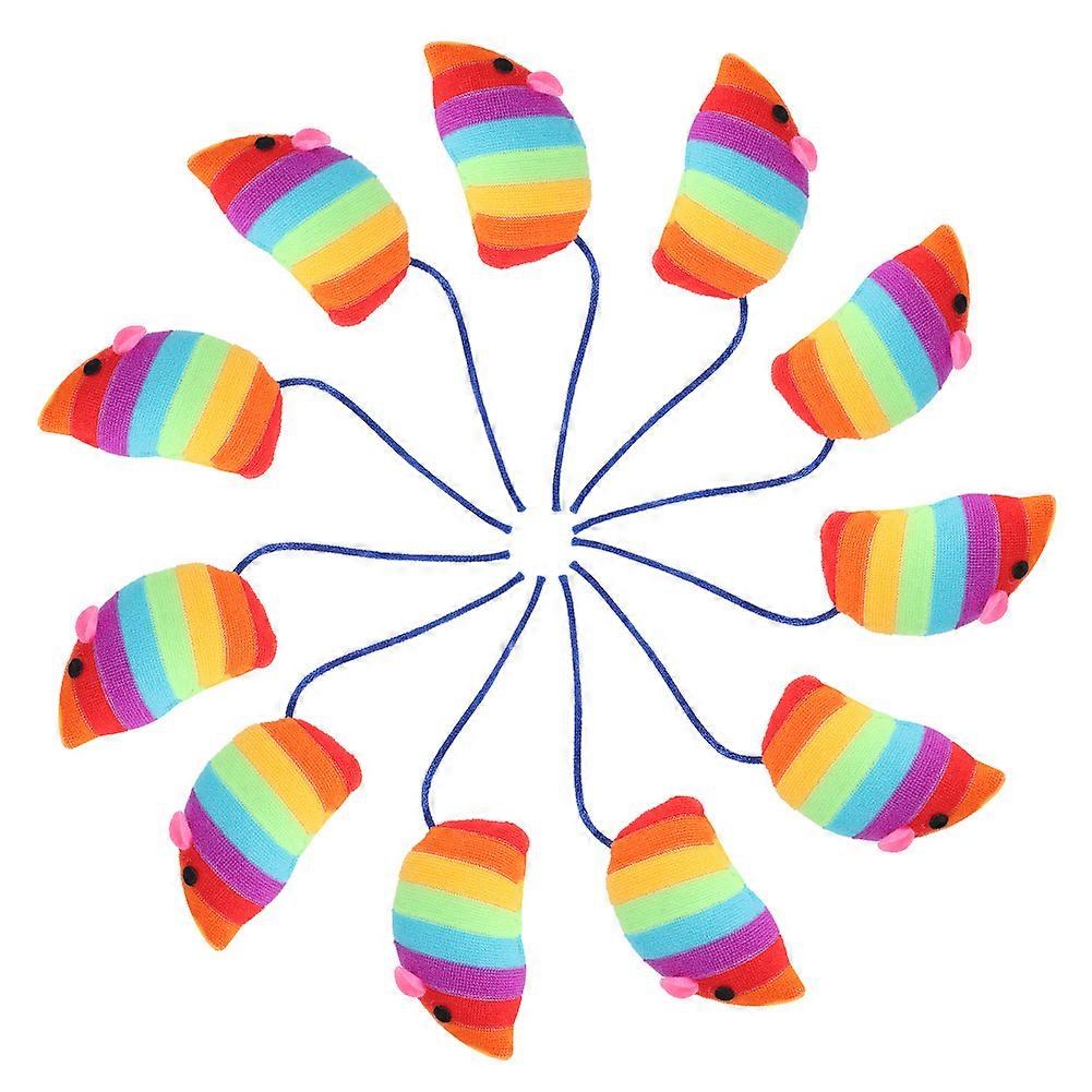 10PCS Pet Cat Toy Colorful Imitation Mouse Interactive Training Toys Pressure Relief