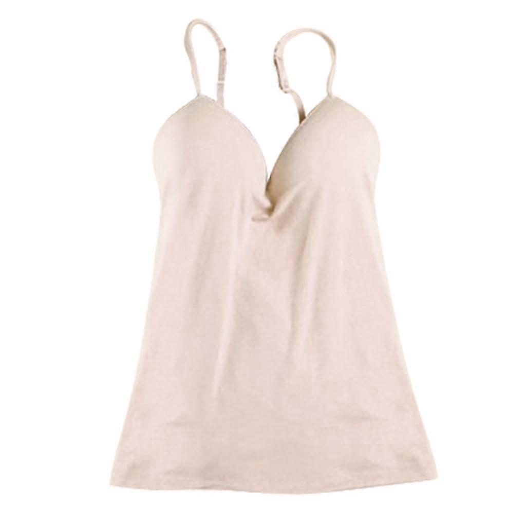 Womens Adjustable Strap Built in Bra - White, L