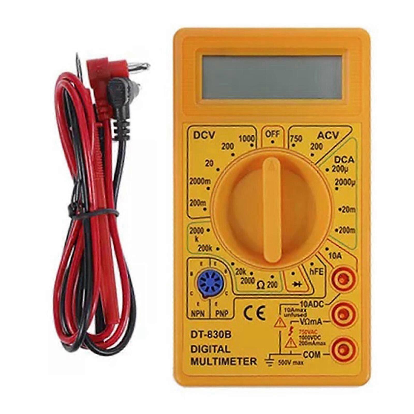 Digital Multimeter Ohm Volt Amp Tester Probe For Voltage Resistance Current Measurement  yellow