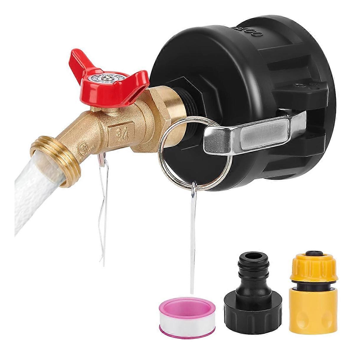 IBC Tote Adapter, 2 inch Cam Lock with Brass Hose Faucet