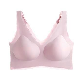 Reggiseni invisibili senza fili per le donne Push Up Biancheria intima di supporto imbottita Senza ferretto Gilet sportivo Cinturino largo Scollo a V Reggiseno rosso taglia unica