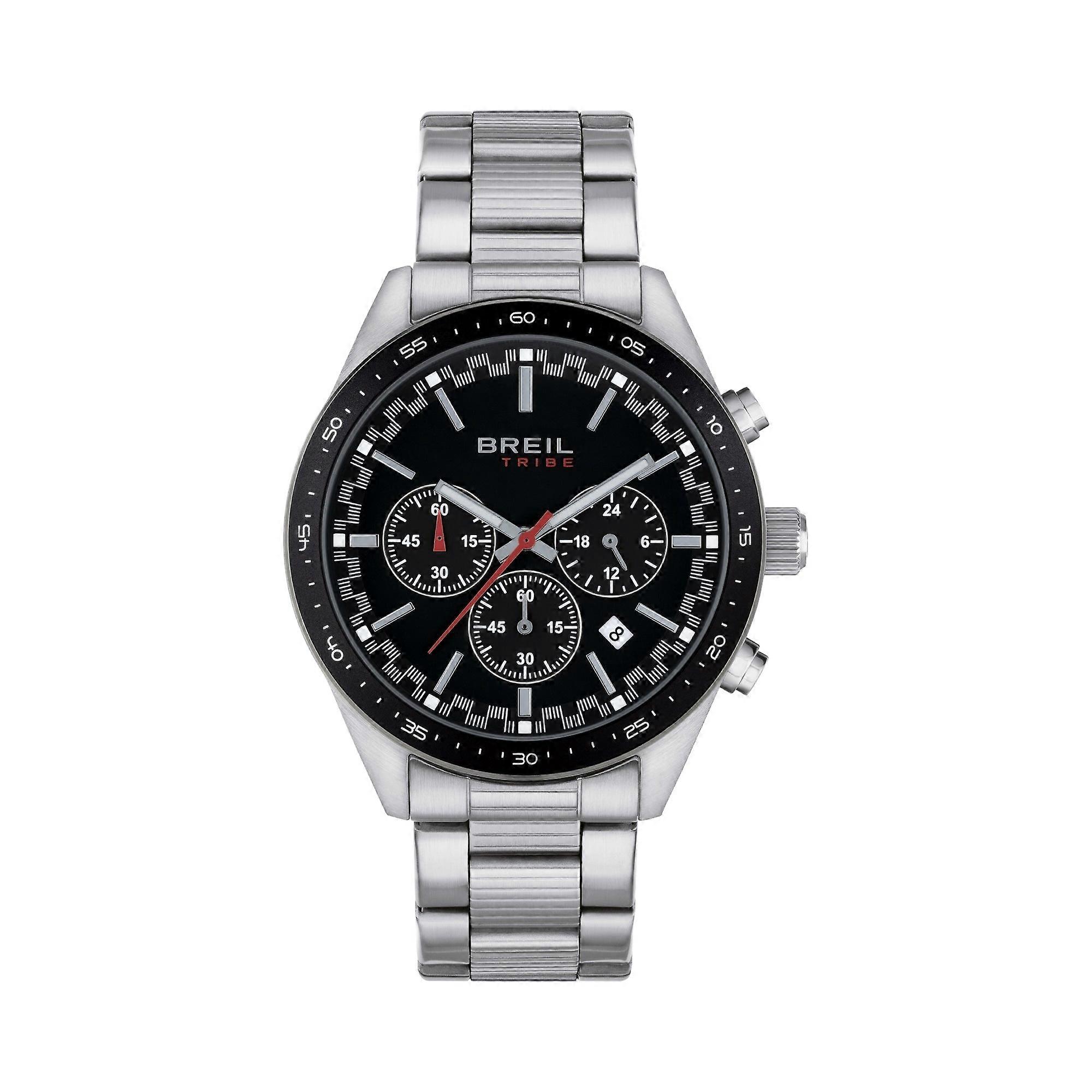 Breil Fast Ew0571 男士计时腕表 - 黑色表盘，不锈钢表链