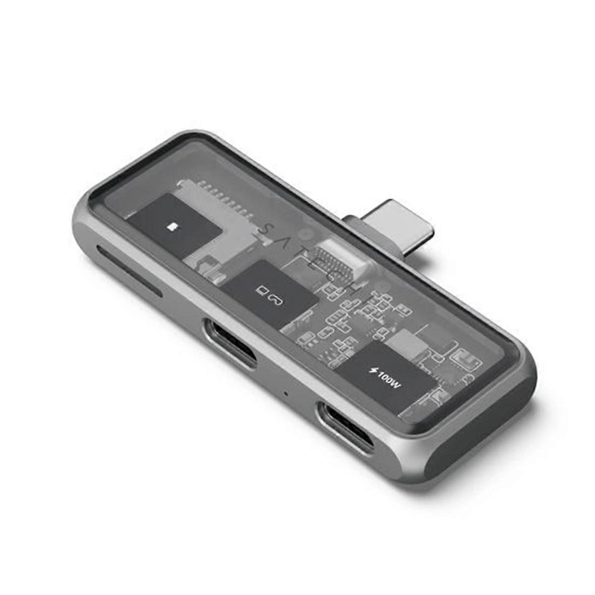 USB 3.2 Hub Mobile XR 100W with Micro SD Drive 4K Support, Grey
