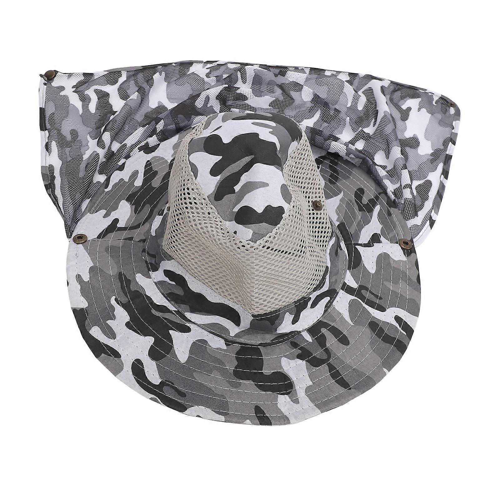 2PCS Sun Hats for Men Polyester Breathable Wide Brim Bucket Hat with Adjustable Windproof String for Beach Fishing Camouflage