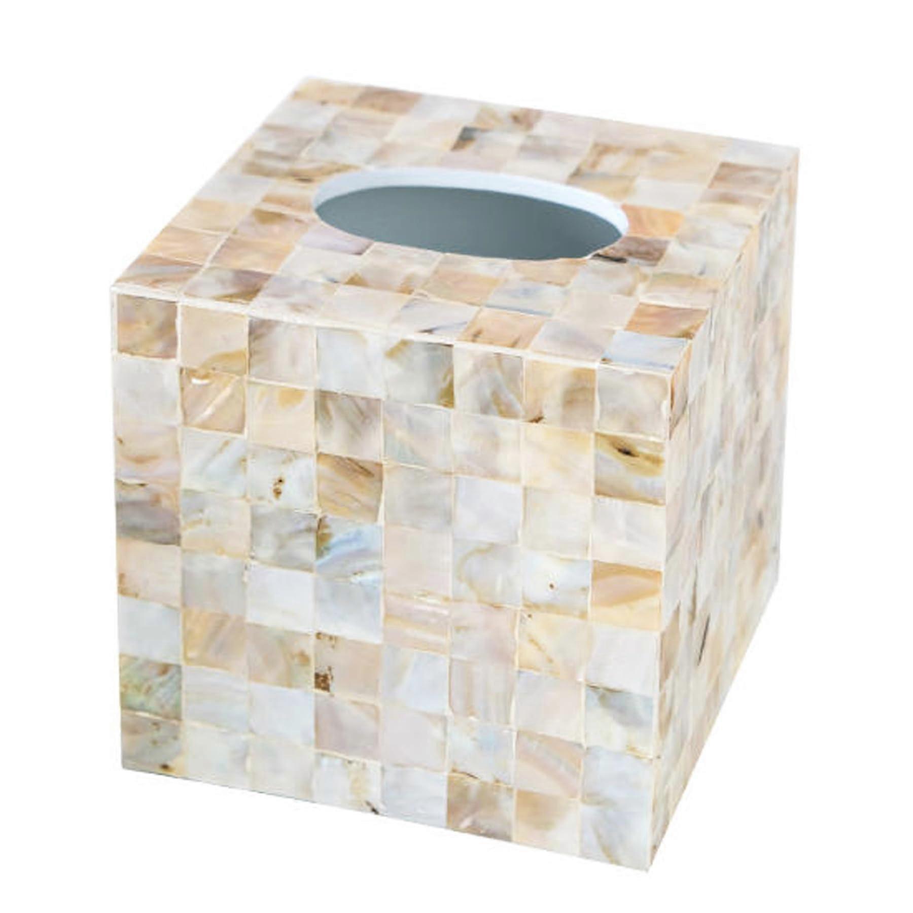 Sea Pearl Shell Decorative Square Tissue Holder for Bathroom Napkin Box Cube