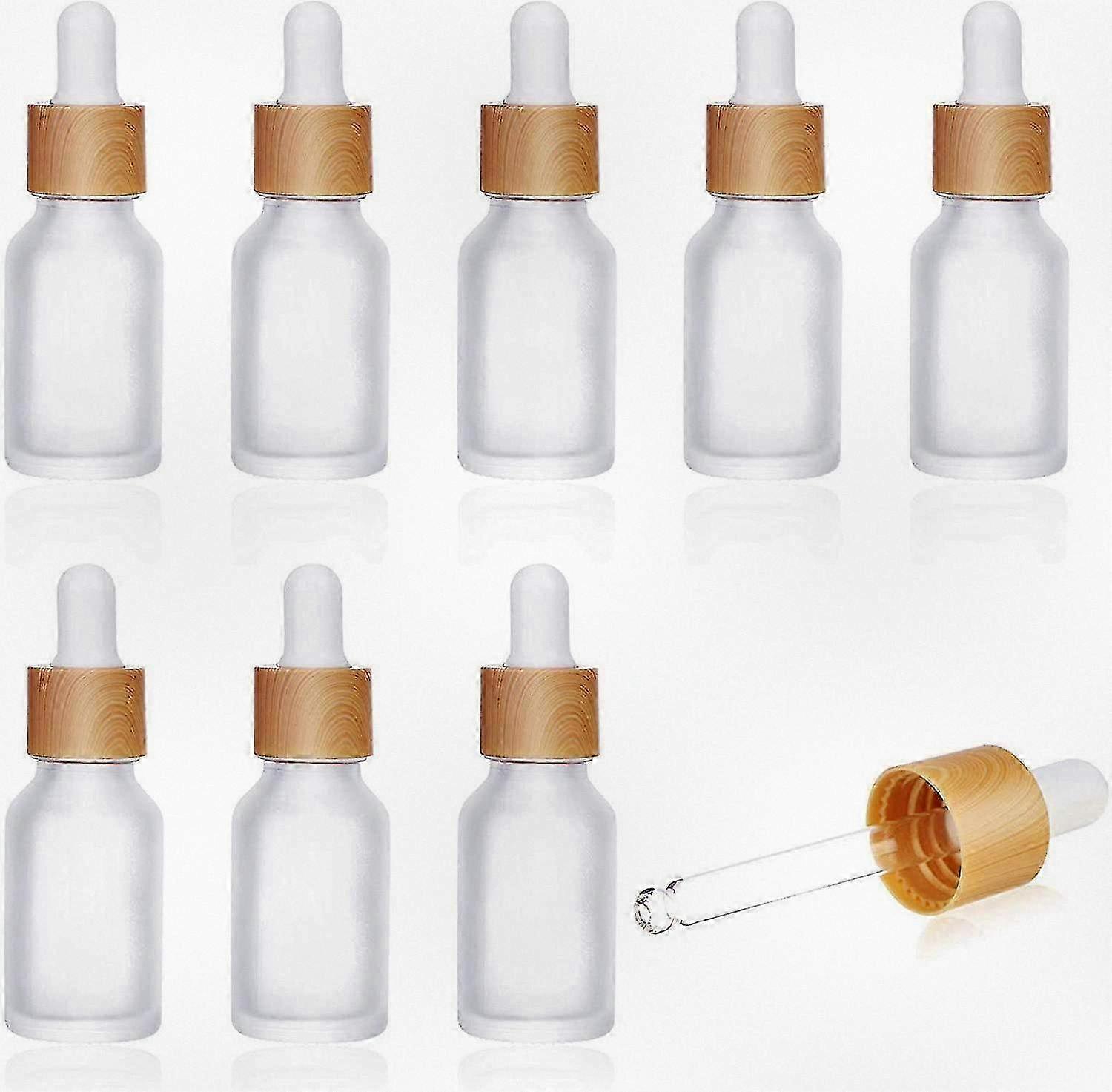 8-Piece Clear Glass Dropper Bottles, Refillable Liquid Container for Cosmetics and Essential Oils
