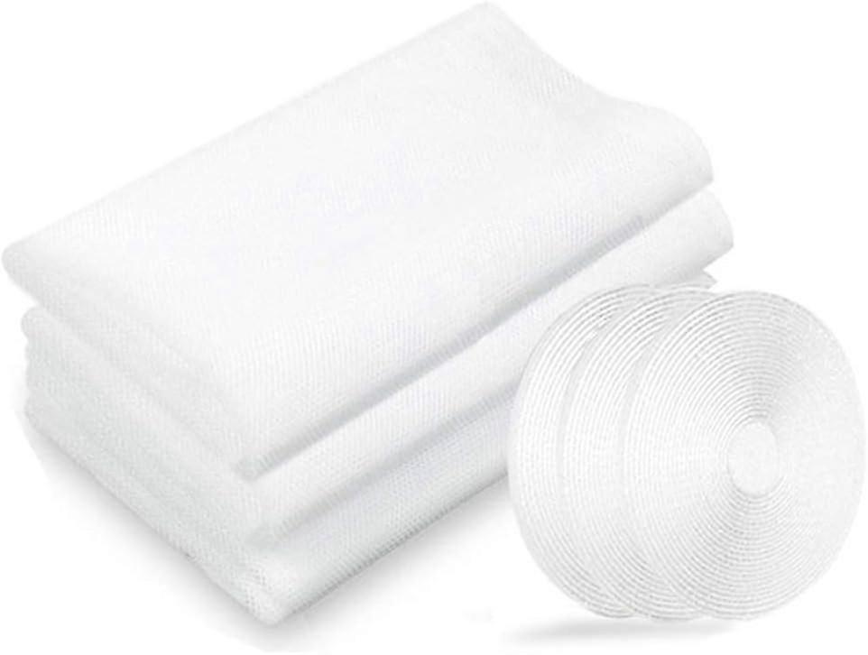 Window insect screen, 3 packs of 130 cm x 150 cm Window insect screen, with 3 rolls of self-adhesive strips, white