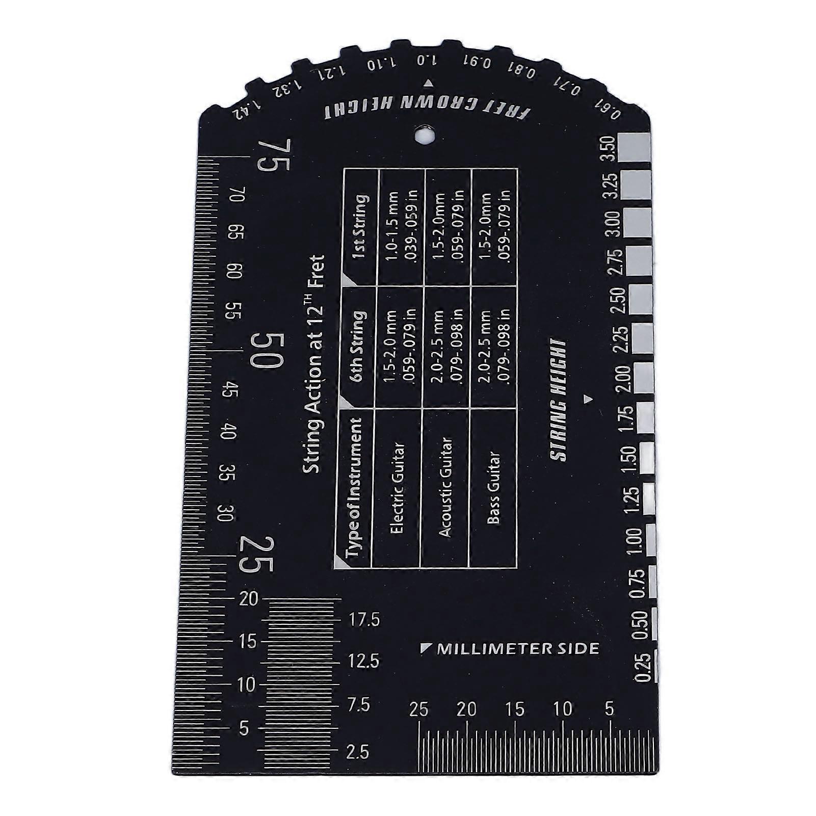 String Action Gauge Ruler Stainless Steel Accurate Multifunctional Guitar Set Up Gauge 