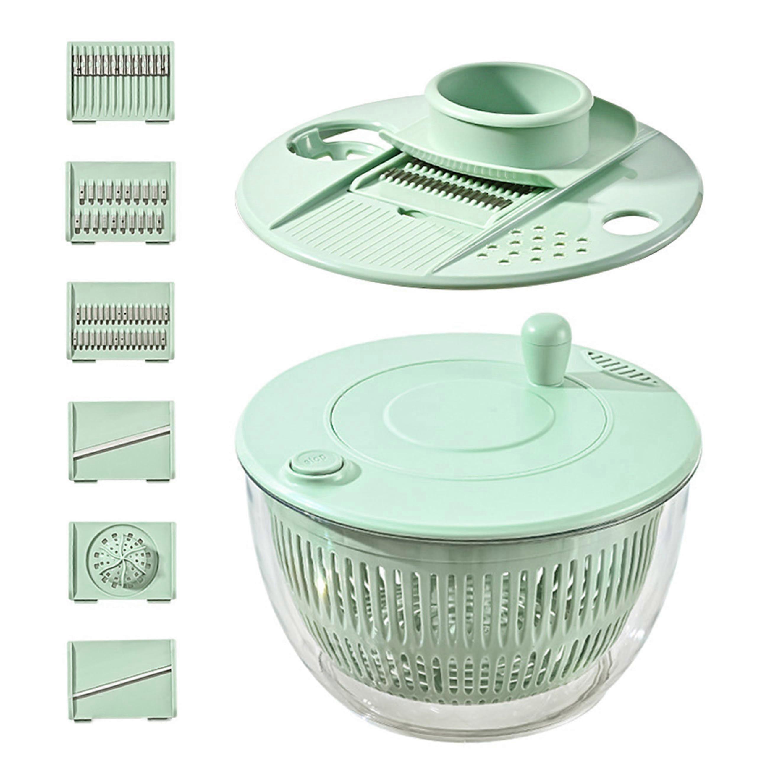 Salad Spinner 4.24 Quart Large Capacity Green Lettuce Spinner With Dual Drainage And Shredding Blade