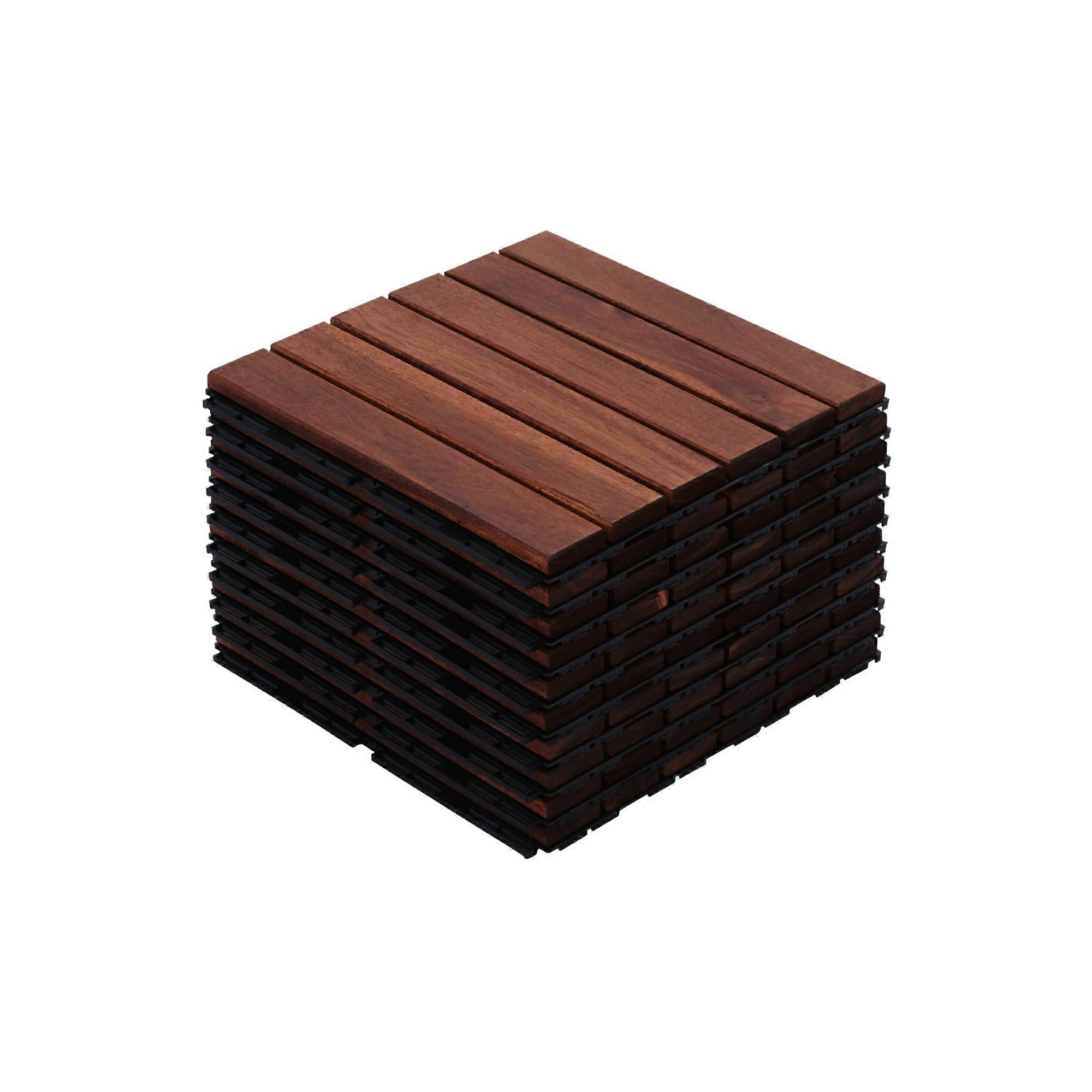 Smooth Brown Striped Interlocking Brick with Acacia Wood Surface, Comfortable Foot-Friendly Design for Easy Walking