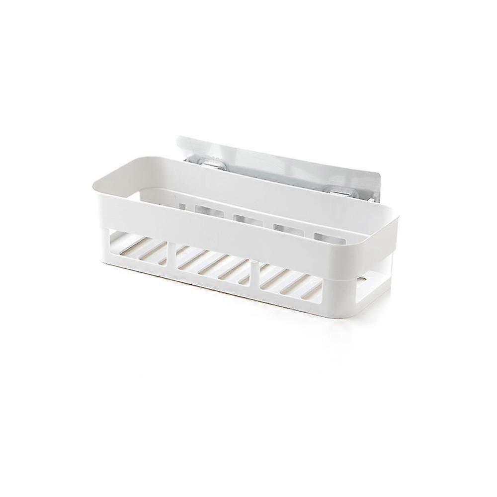 Plastic storage shelf wall assembled sticky shower basket shelf editor for home bath (26106cm) (white)