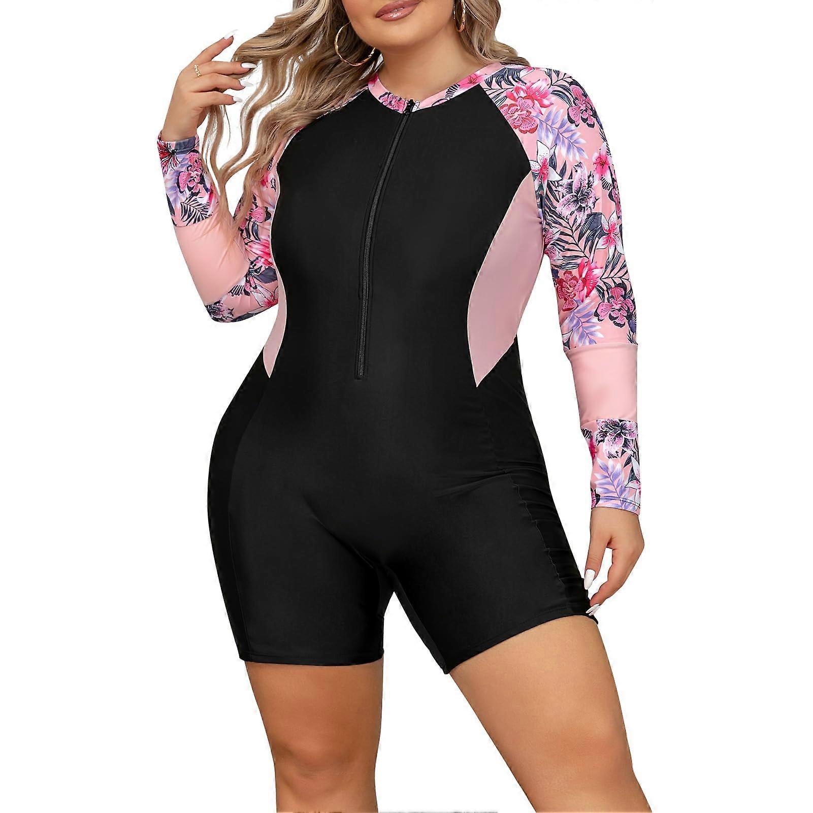 Rashguard For Women Plus Size Active Rashguard UPF 50+ One-Piece Mayo Zipper Surf Wetsuit L
