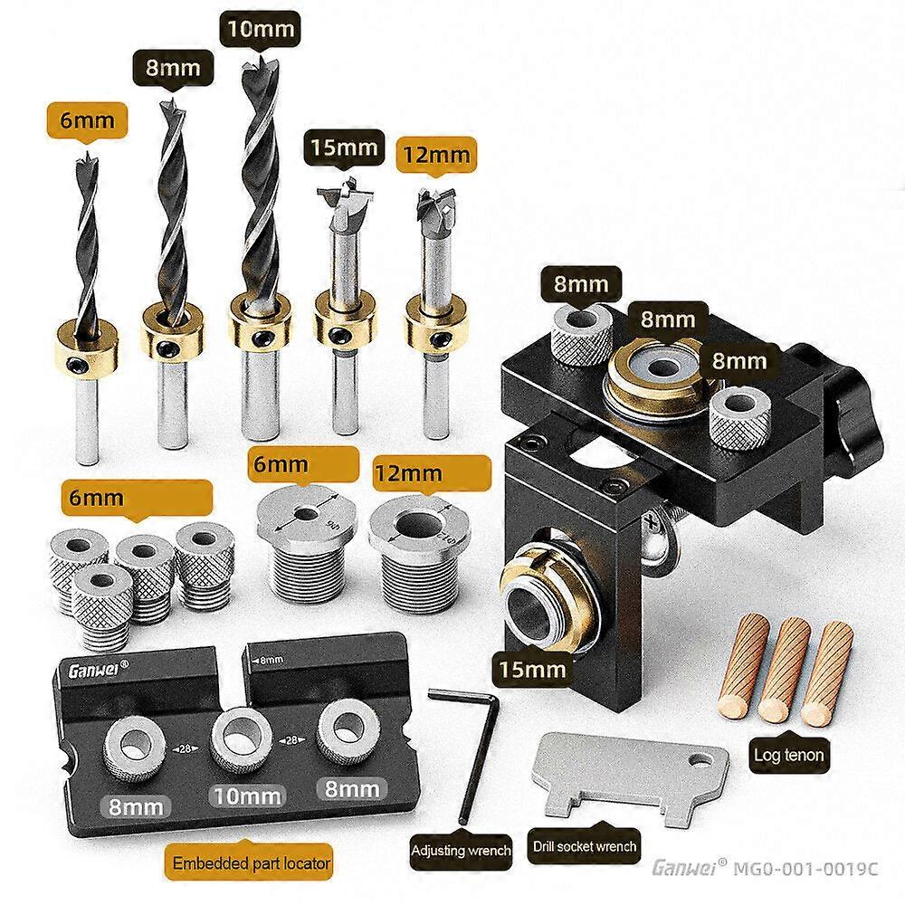 Three-in-one Woodworking Locator Tool - Durable 6061 Aluminum, Precision Markings, Clamping Range 0-52mm, Multiple Drill Sizes