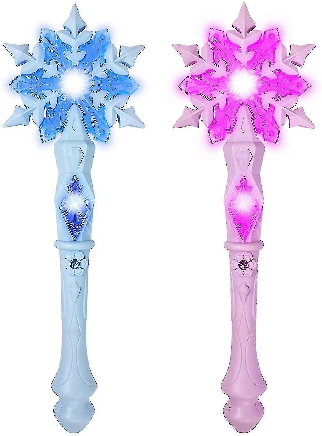 تضيء عصا ندفة الثلج المجمدة مع الصوت (الحركة الحساسة) لعبة سحرية للأطفال الفتيات الأميرة عيد ميلاد حزب زي اكسسوارات 2 قطعة