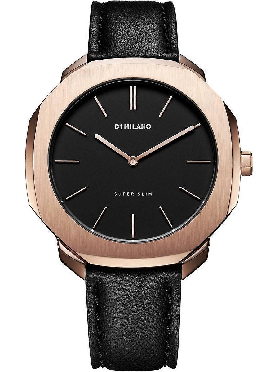 D1 Milano Svart Äkta Läder SSLL02 Herrklocka