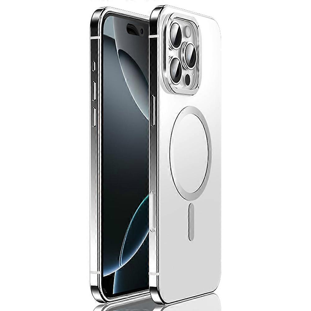 IM-CHEN For iPhone 16 Pro Max Case with Stainless Steel+PC Back Protective Cover