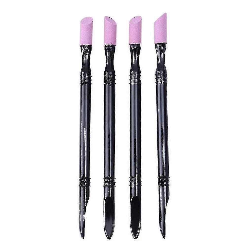 4pcs Double-end Pu St File Rods Cuticle Hangs Remove Mani Tools