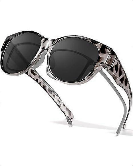 Polarised Fitover Sunglasses for Women, Trendy Round Frame Wear Over Glasses with UV Protection